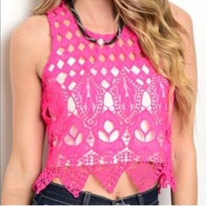 💕(NWT) Pink Crochet Top💕